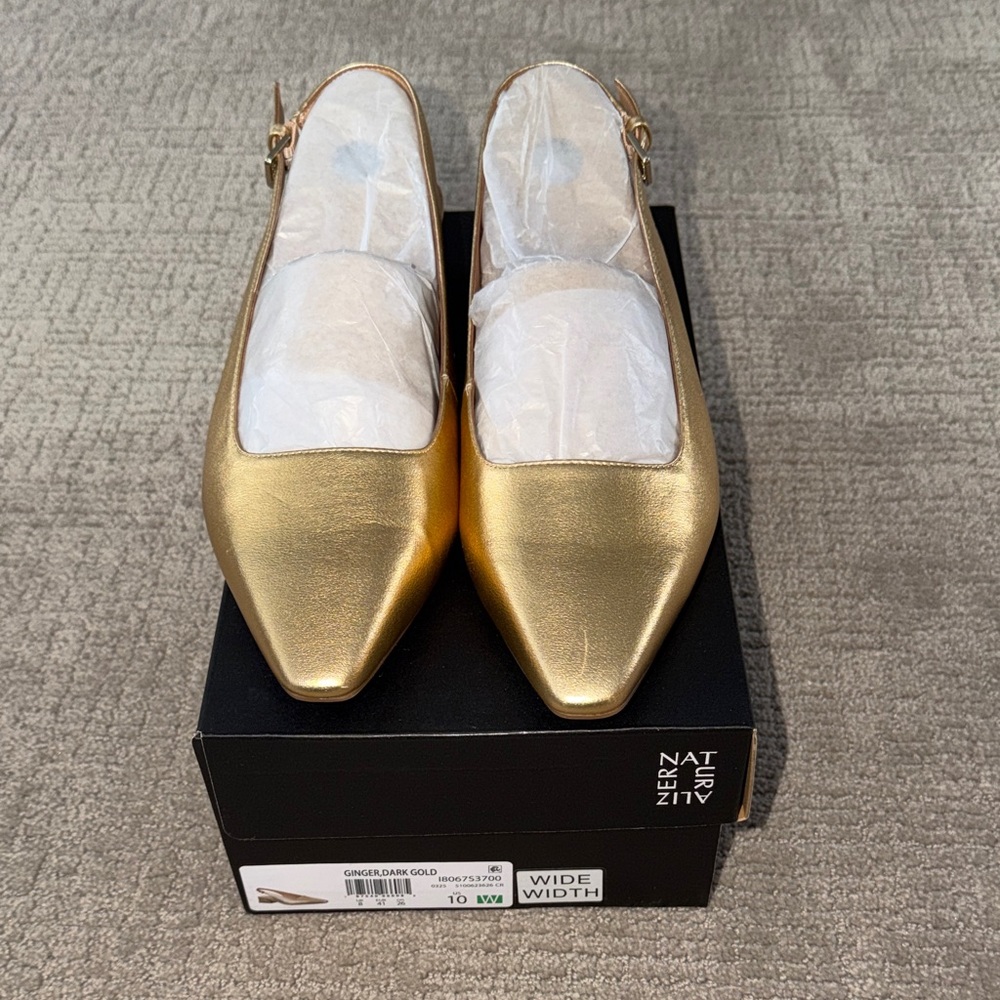 Naturalizer Metallic Gold Pointed Slingback Flats